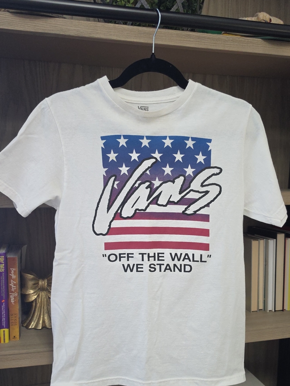 Vans White Short Sleeve Tee with Stars & Stripes Graphic